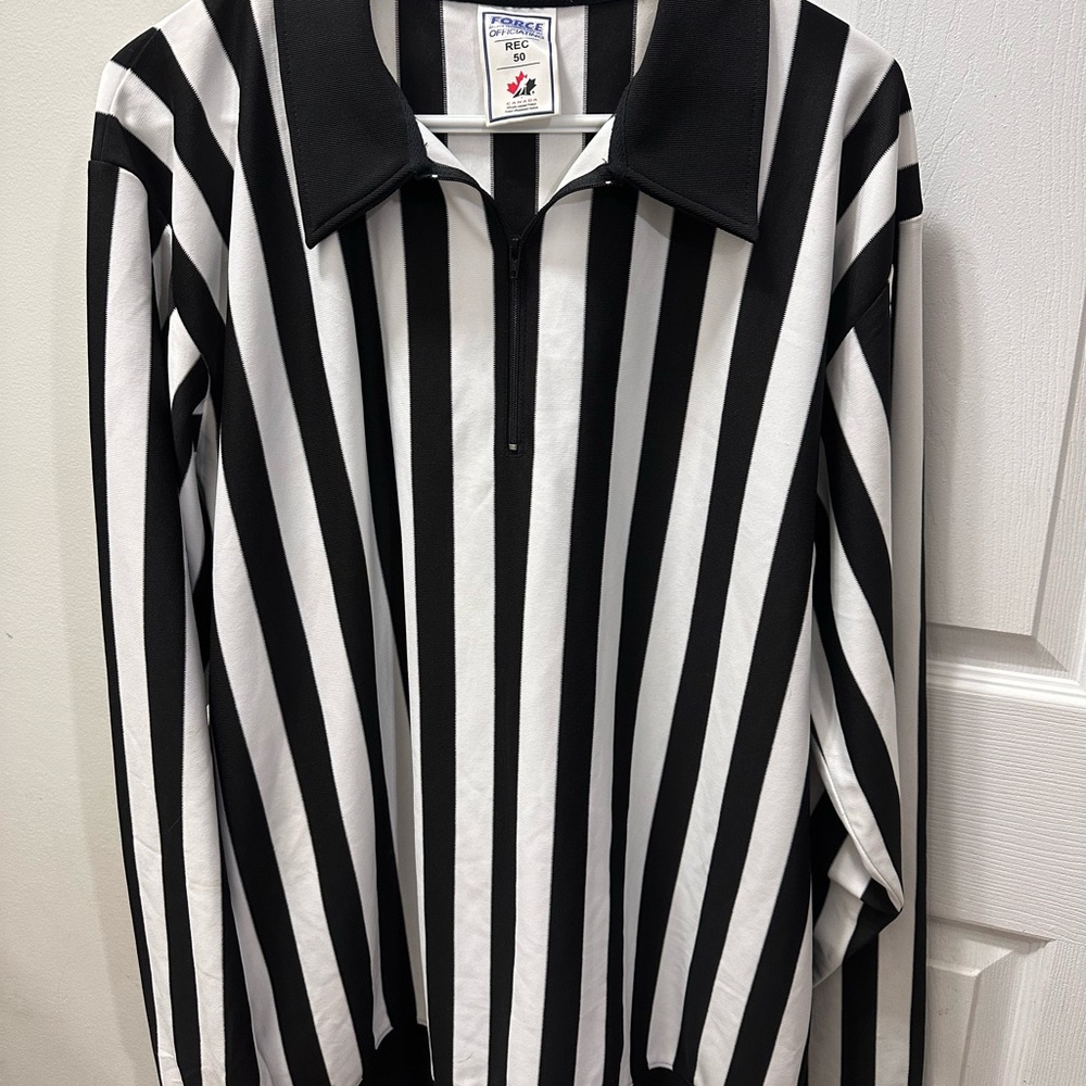 Force Officiating Referee Jersey REC 50 Hockey Canada Zip Front Black White